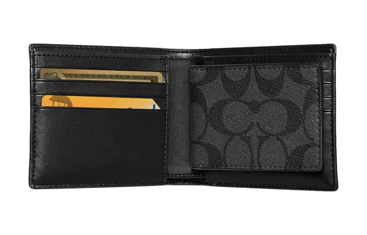 COACH Men 3 IN 1 Cüzdan Kömür/Qara 6