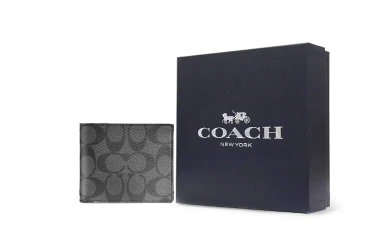 COACH Men 3 IN 1 Cüzdan Kömür/Qara 7