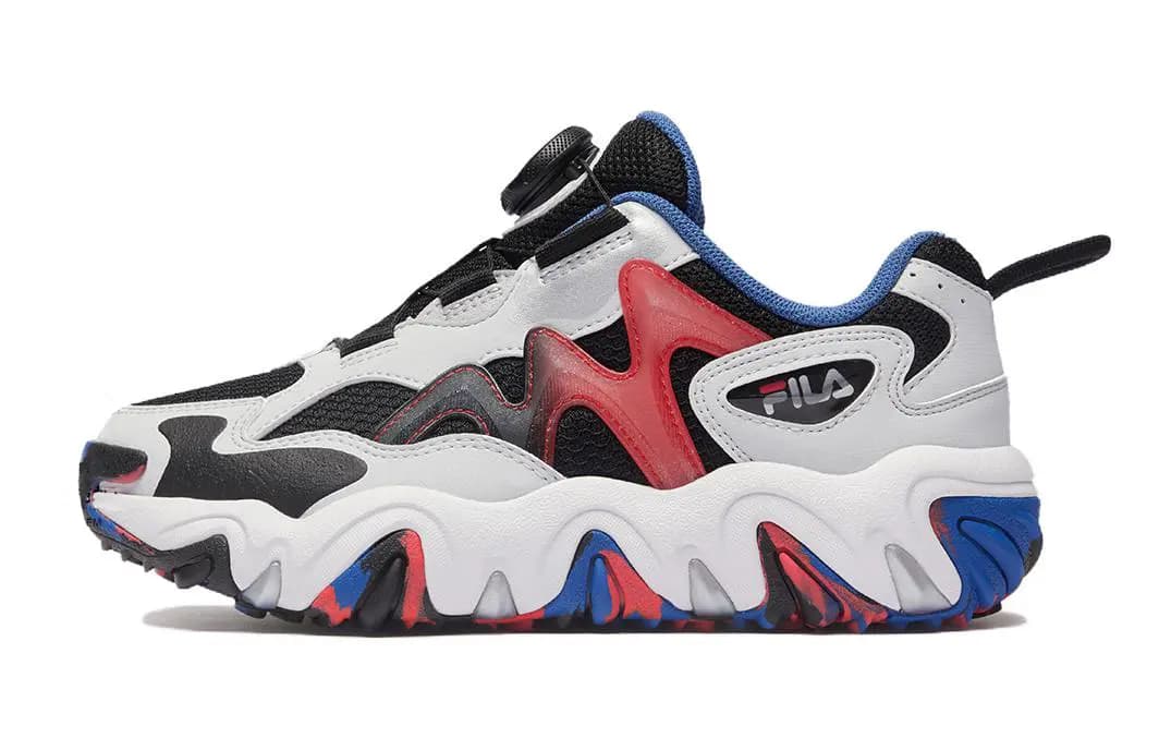 FILA KIDS TGR 4 Slip-Resistant Low-Top Kids' Outdoor Shoes Black Red Blue Teenagers