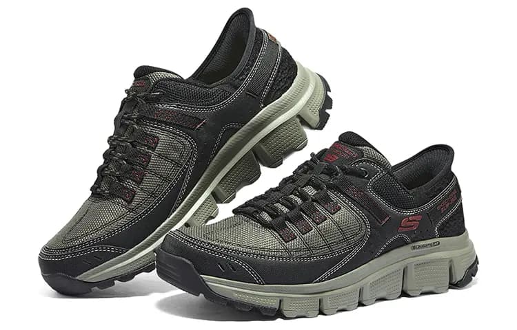 Skechers Outdoor Shoes Men Low-Top Black Green 4