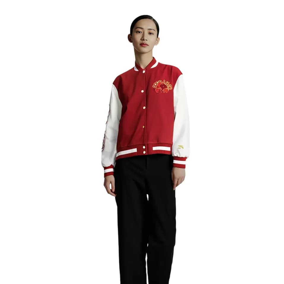 Anta Sports Life Collection Baseball Jacket Women's Rich Red 6