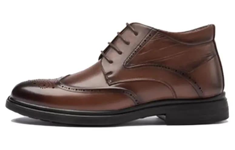 AOKANG Leather Lace-Up Comfort Dress Shoes Men's Brown