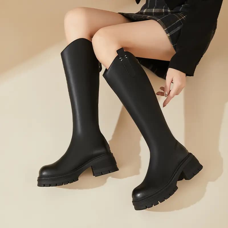 DAPHNE PU Qadın Uzunboğaz Çəkməsi 6.5sm 7