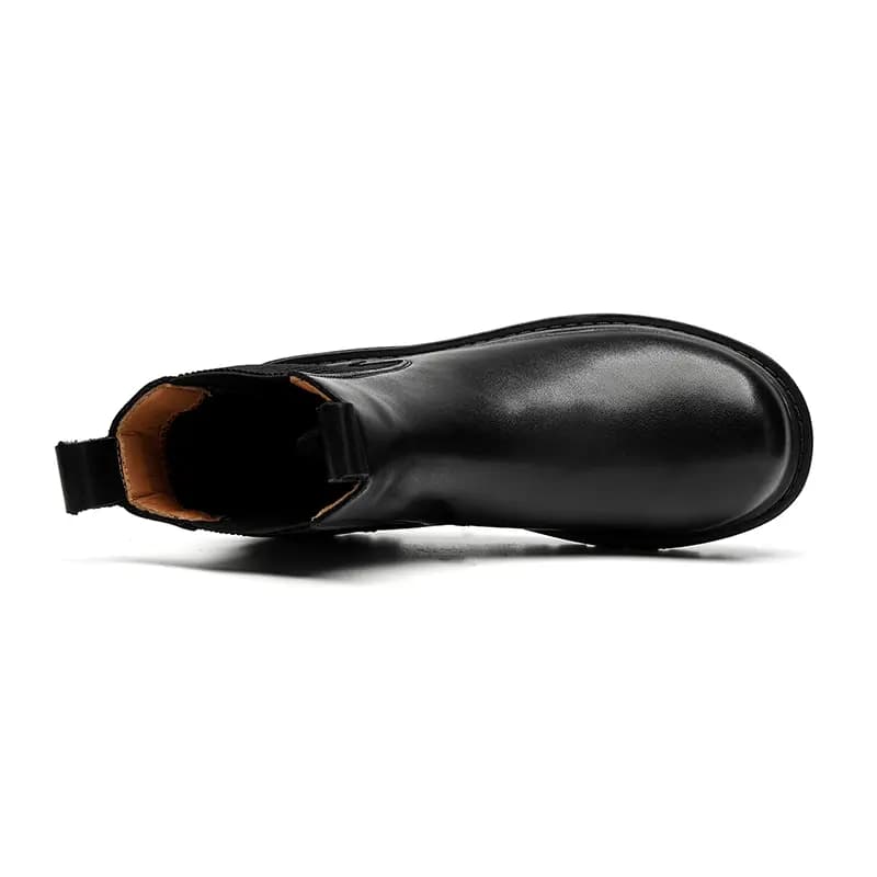 Kaqi Aodi Suede Leather Warm Comfort Slip-Resistant Wear-Resistant Mid-Top Chelsea Boots Men's Black 4