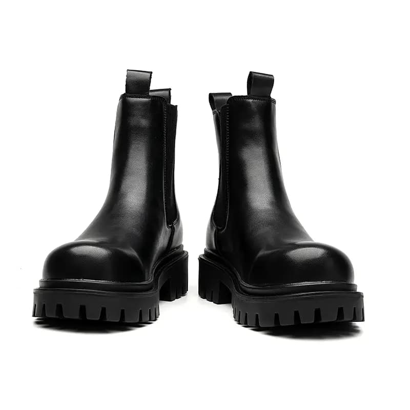 Kaqi Aodi Suede Leather Warm Comfort Slip-Resistant Wear-Resistant Mid-Top Chelsea Boots Men's Black 3