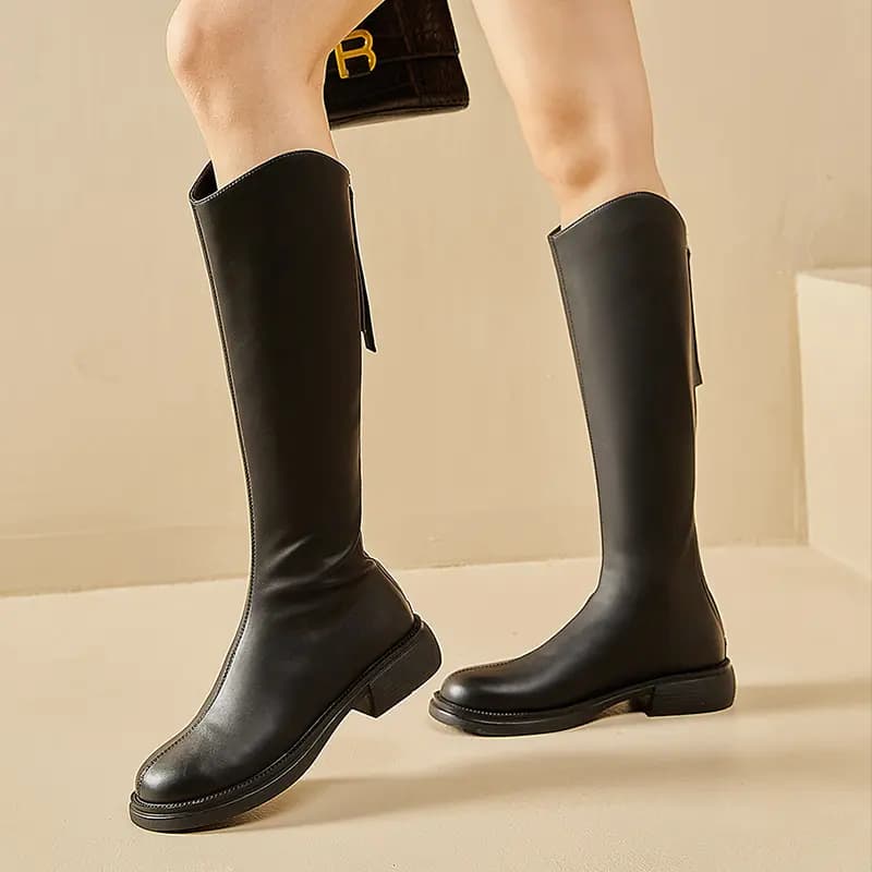 HLA PU Simple Elegant High Boots 3.5cm Women's 18