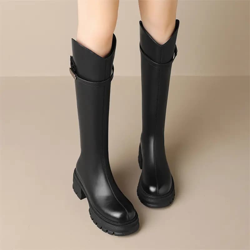 Zhuoshini PU French Style Slimming High Boots Women's 2