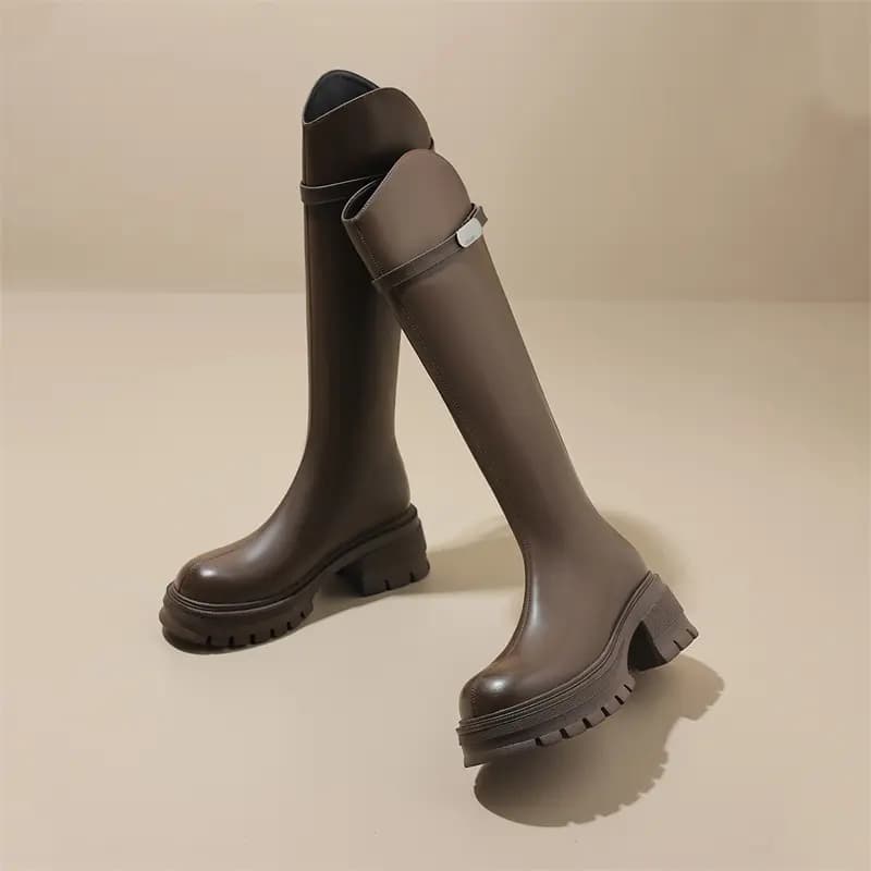 Zhuoshini PU French Style Slimming High Boots Women's 16