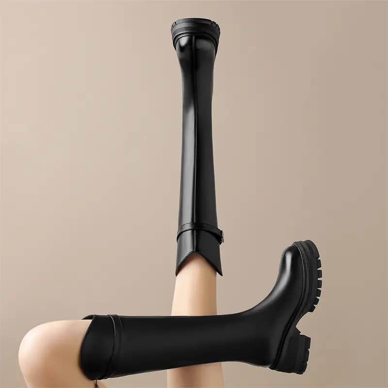 Zhuoshini PU French Style Slimming High Boots Women's 14