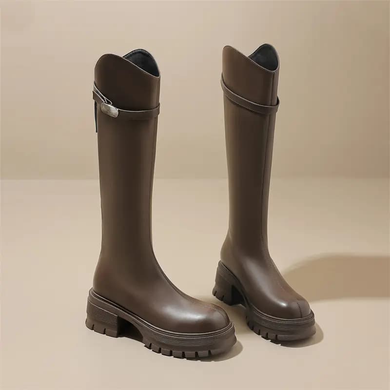 Zhuoshini PU French Style Slimming High Boots Women's 17