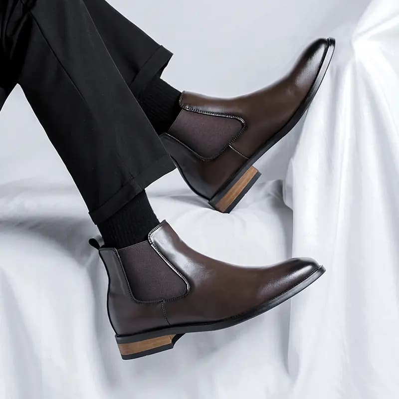 KAQIDI Microfiber Leather London Style Fashion Simple Short-Cut Chelsea Boots Men's 14