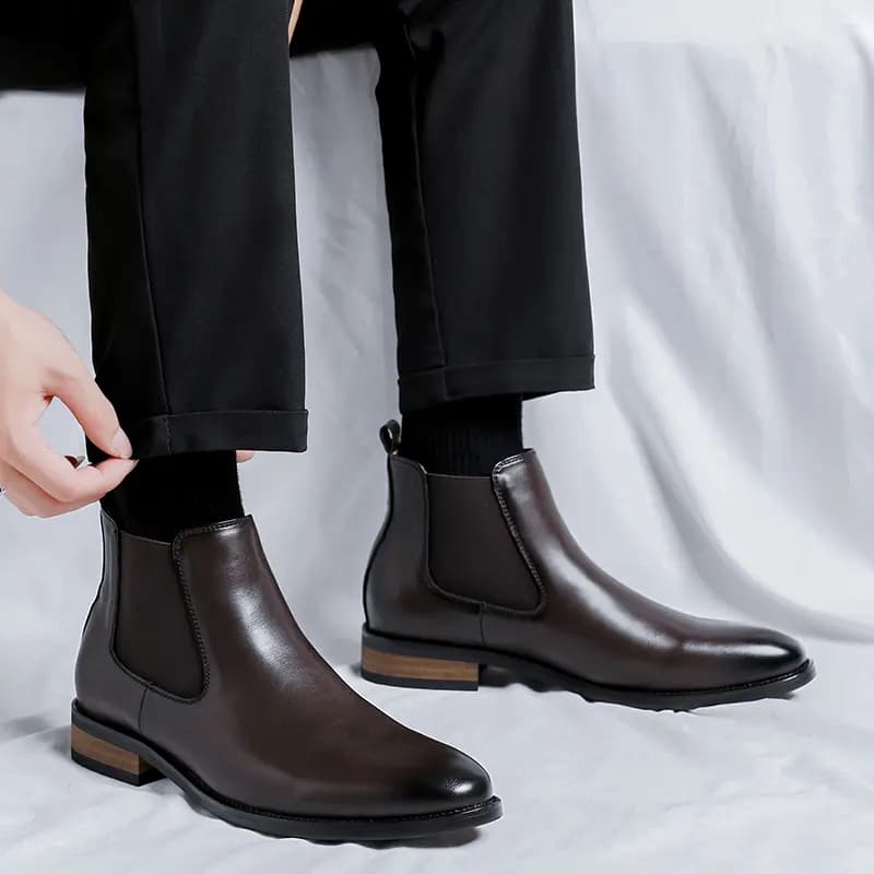 KAQIDI Microfiber Leather London Style Fashion Simple Short-Cut Chelsea Boots Men's 16