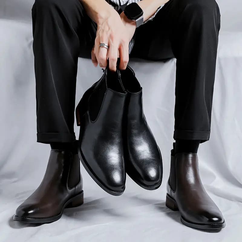 KAQIDI Microfiber Leather London Style Fashion Simple Short-Cut Chelsea Boots Men's 8