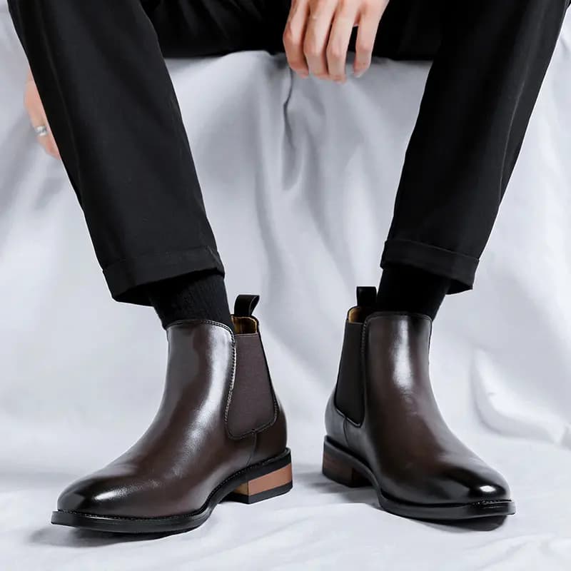 KAQIDI Microfiber Leather London Style Fashion Simple Short-Cut Chelsea Boots Men's 15