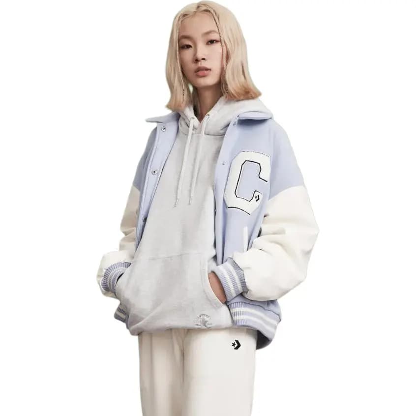 Converse Baseball Jacket Qadın Açıq Mavi 3