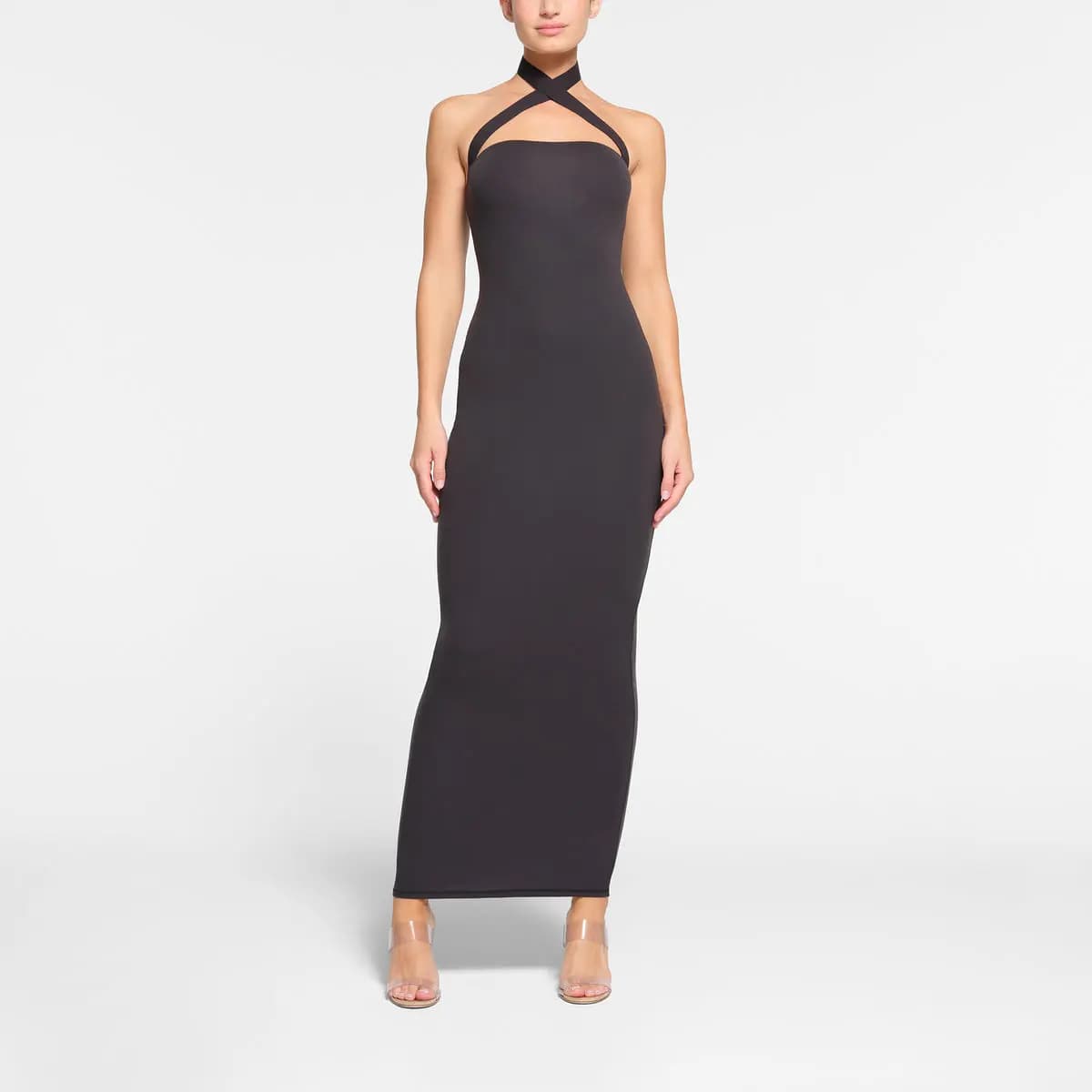 SKIMS FITS EVERYBODY WRAP LONG SLIP DRESS Slip Dresses Women's ONYX/Onyx 2