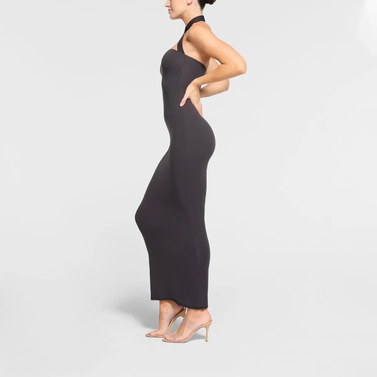 SKIMS FITS EVERYBODY WRAP LONG SLIP DRESS Slip Dresses Women's ONYX/Onyx 4