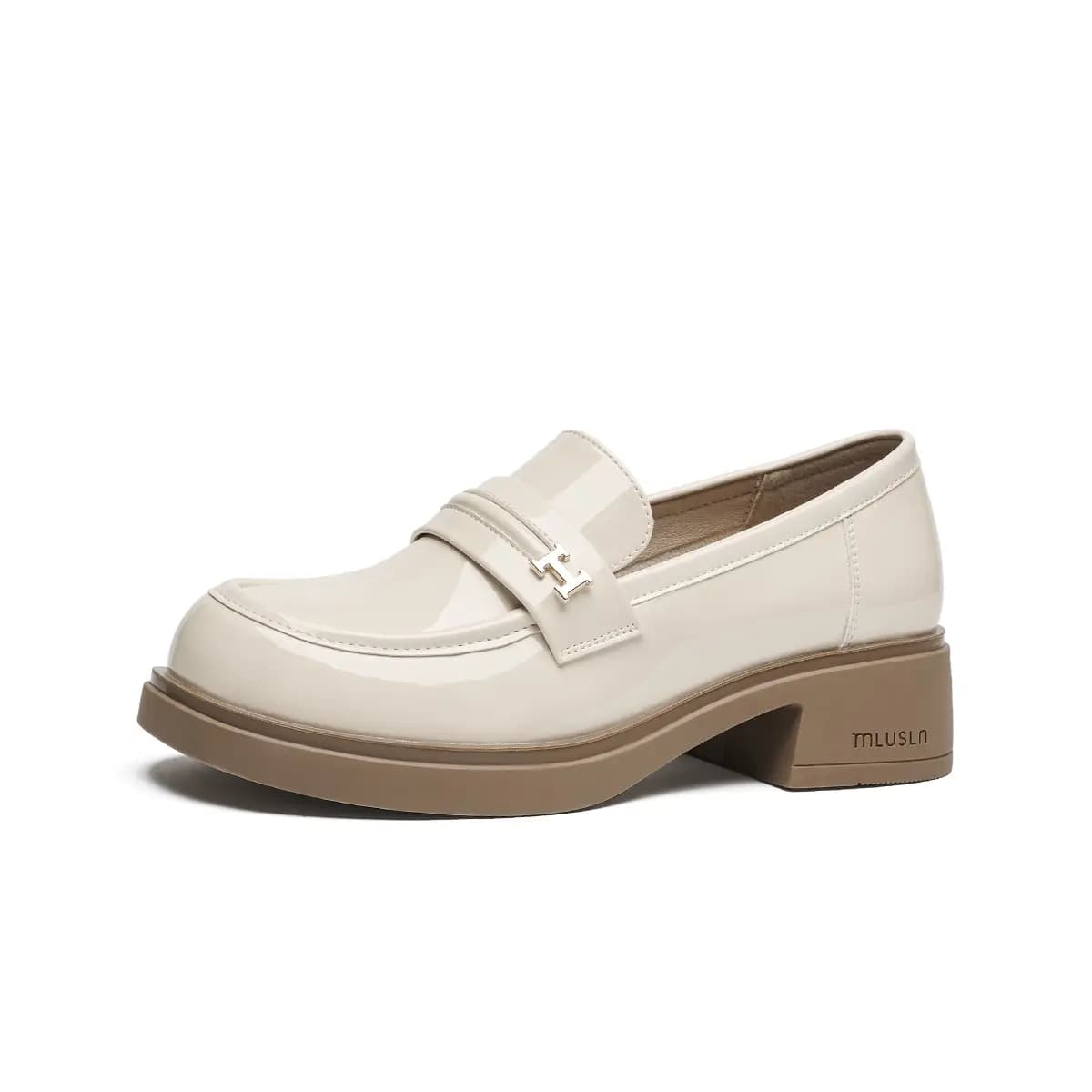 GEMEIQ Round Toe Shallow Mouth Comfortable Versatile Chunky Heel Wear-Resistant Loafers 4.2cm Women's