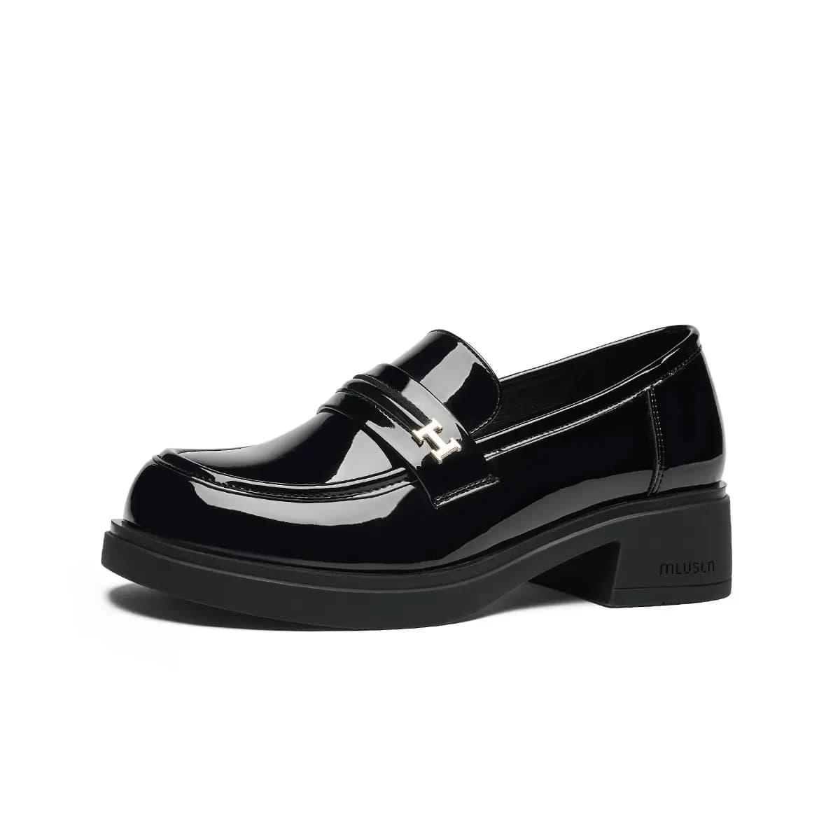 GEMEIQ Round Toe Shallow Mouth Comfortable Versatile Chunky Heel Wear-Resistant Loafers 4.2cm Women's 9