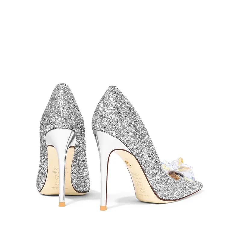 Holy Rose Sequin Fabric French Crystal Stiletto Heels 10cm Women's 3