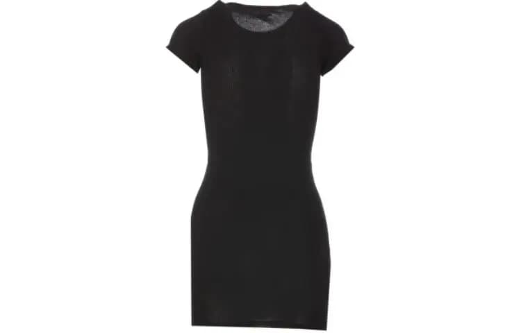 Alexander Wang Slim Fit Cropped Round Neck Short Sleeve Dress Women's Black 2