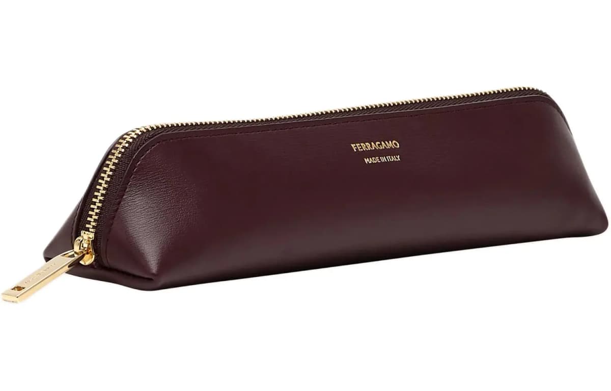 FERRAGAMO Logo Dəri Səyahət Çantası Kişi Qara/Barolo 2