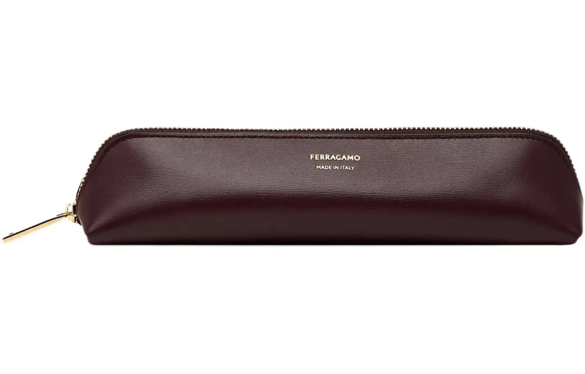 FERRAGAMO Logo Dəri Səyahət Çantası Kişi Qara/Barolo