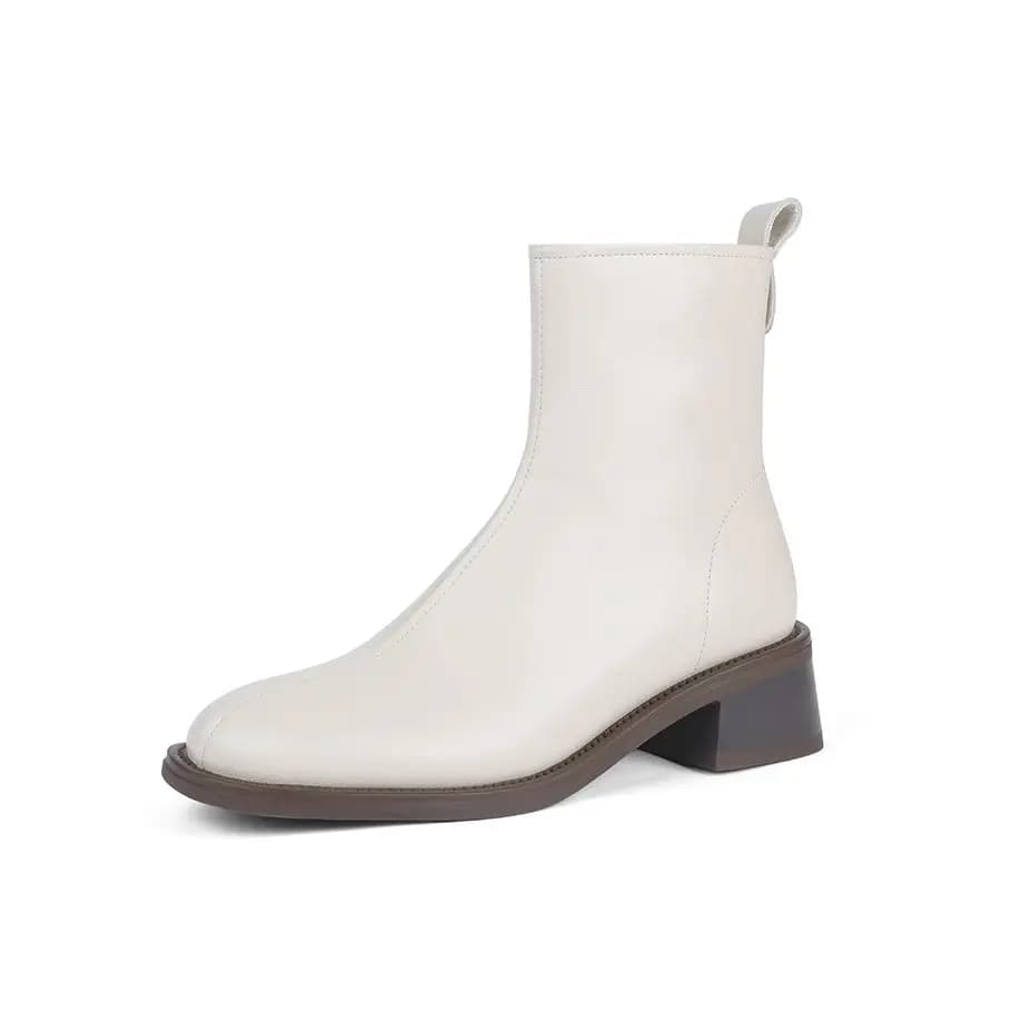 D:FUSE SCANDINAVIA Leather Lambskin Vintage Comfort Commute Casual Short Boots 4.5cm Women's 8