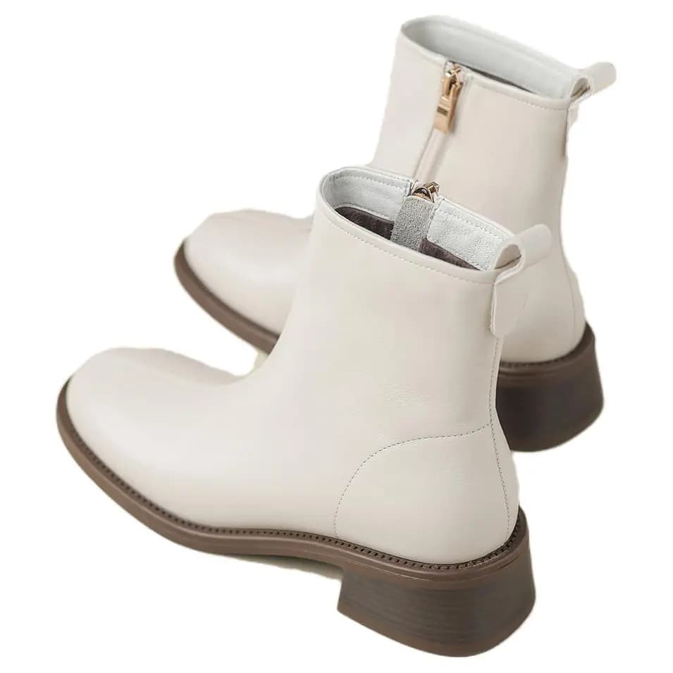 D:FUSE SCANDINAVIA Leather Lambskin Vintage Comfort Commute Casual Short Boots 4.5cm Women's 10