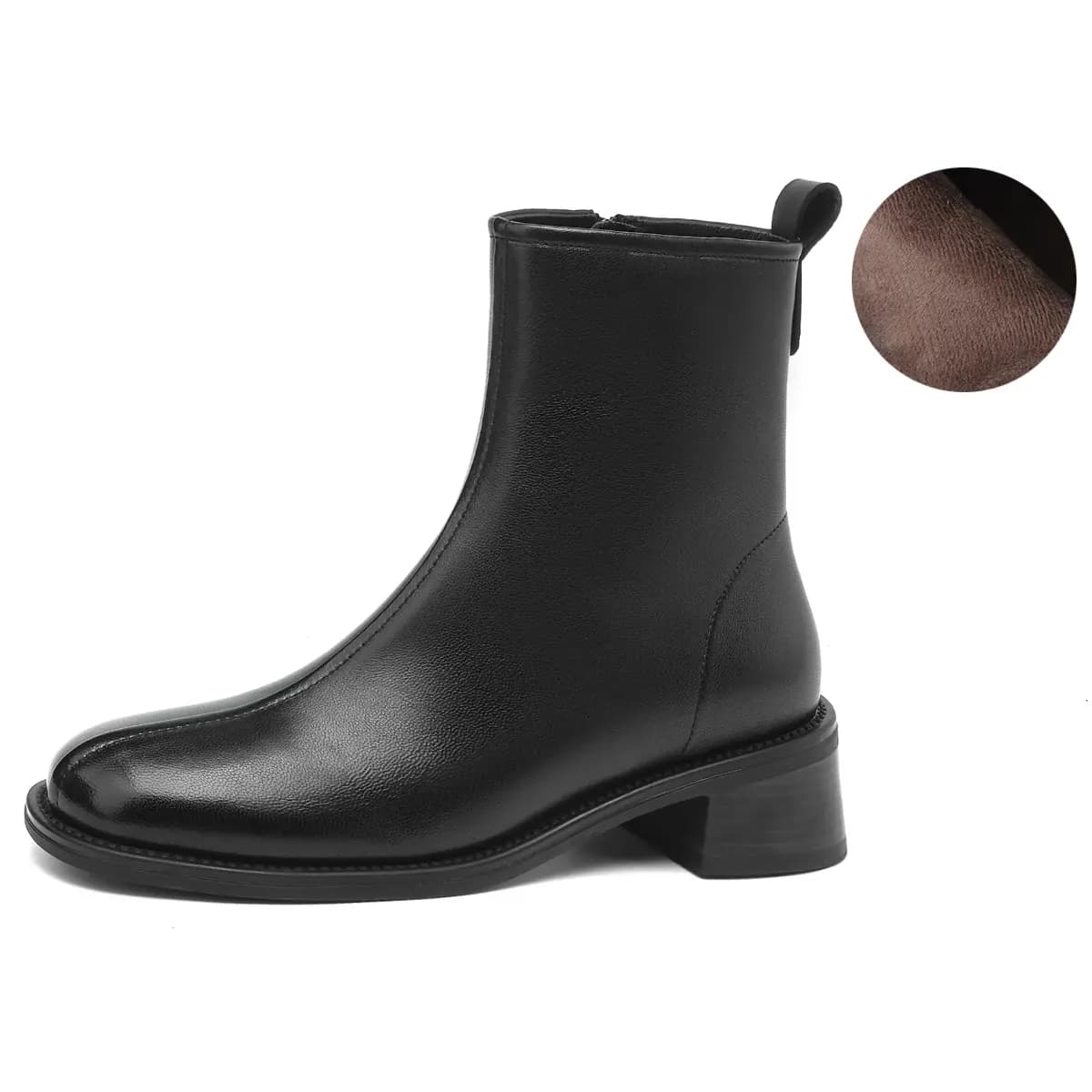 D:FUSE SCANDINAVIA Leather Lambskin Vintage Comfort Commute Casual Short Boots 4.5cm Women's