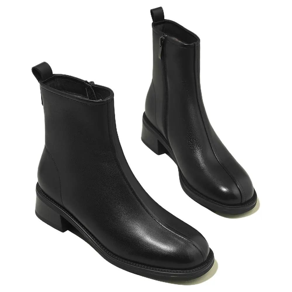 D:FUSE SCANDINAVIA Leather Lambskin Vintage Comfort Commute Casual Short Boots 4.5cm Women's 5
