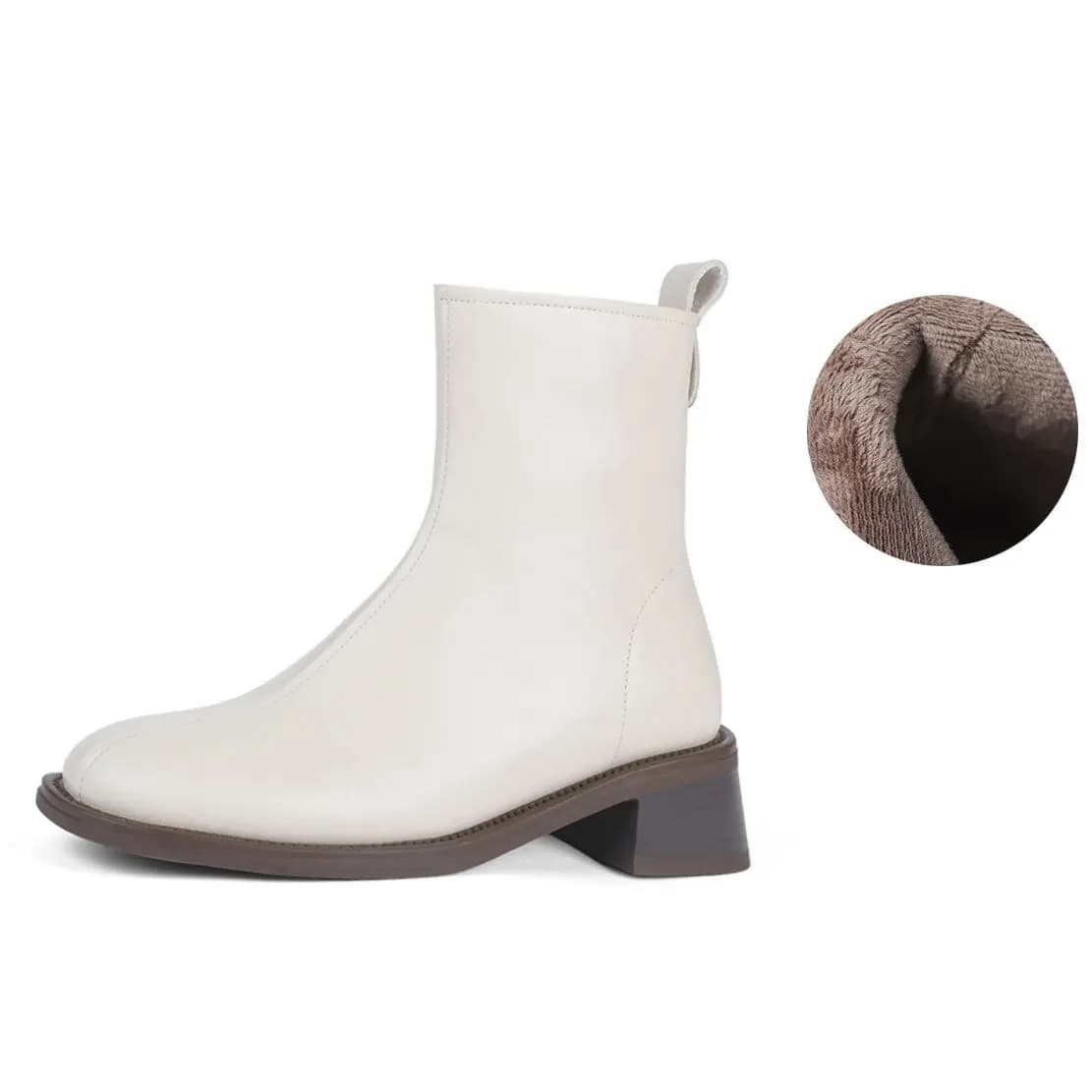 D:FUSE SCANDINAVIA Leather Lambskin Vintage Comfort Commute Casual Short Boots 4.5cm Women's 7