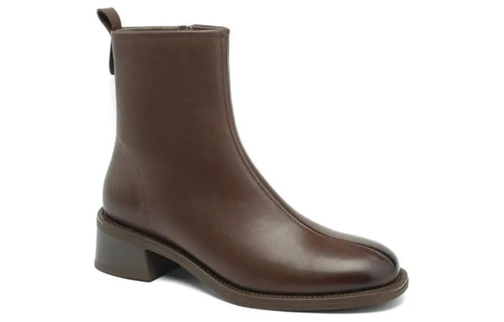 D:FUSE SCANDINAVIA Leather Lambskin Vintage Comfort Commute Casual Short Boots 4.5cm Women's 16