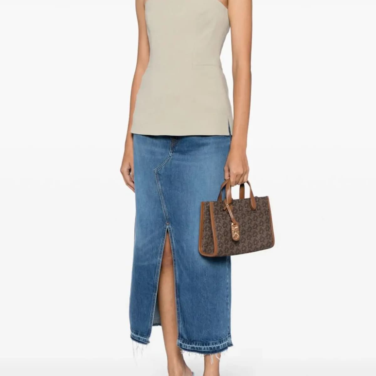 MICHAEL KORS Canvas One Shoulder Handbag, Crossbody Bag Trumpets Women's Brown 6