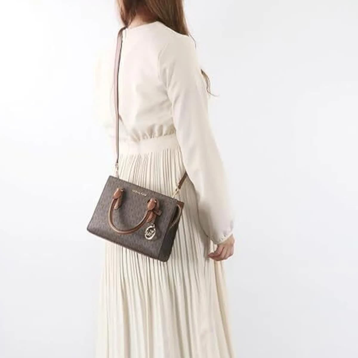 MICHAEL KORS Canvas One Shoulder Handbag, Crossbody Bag Trumpets Women's Brown 7