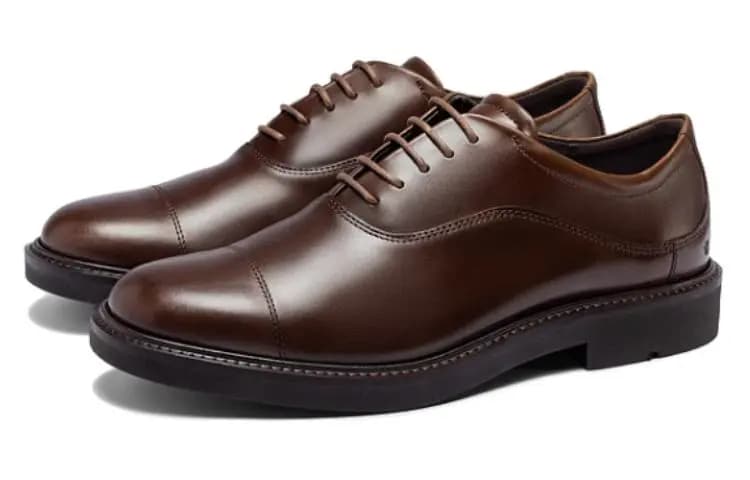 ecco Round Toe Lace-Up Simple Versatile Dress Shoes Men's Brown 3