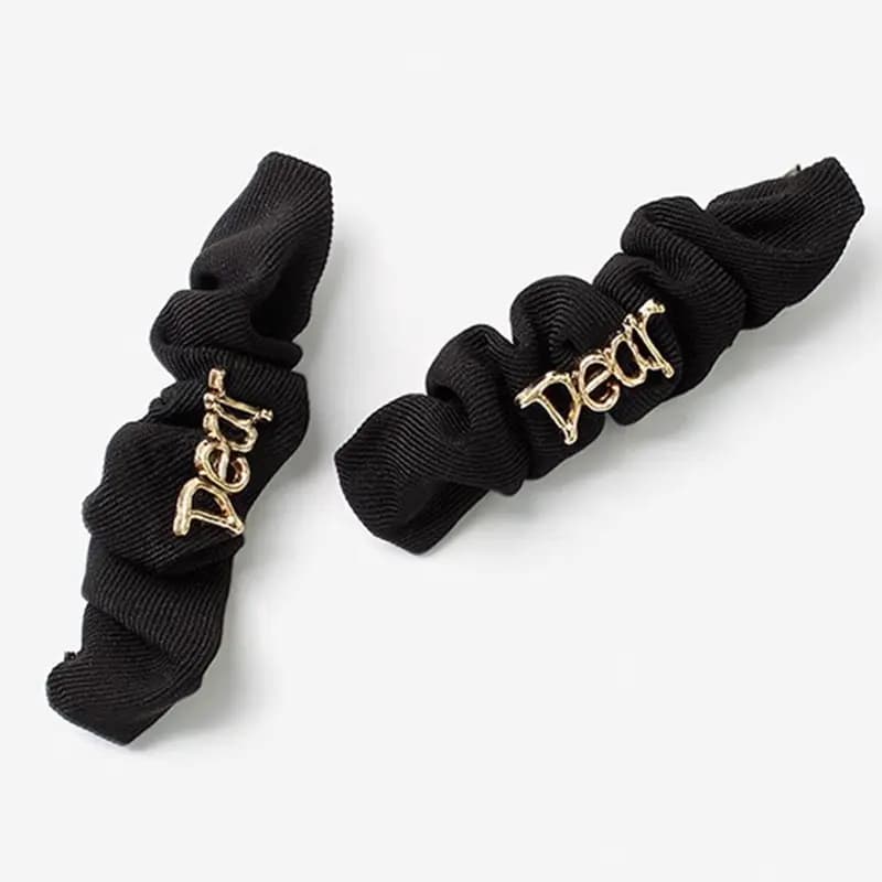 OQD Letter Black Pleated Side Hair Clip Women's 4