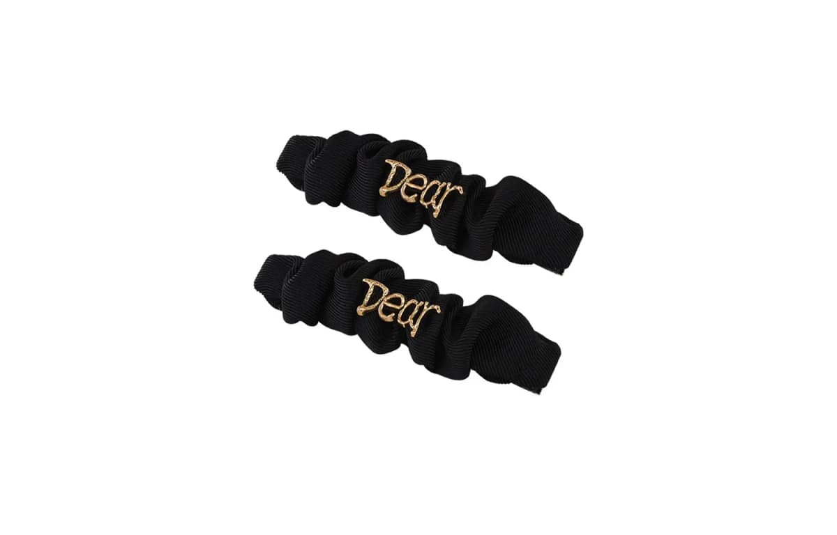 OQD Letter Black Pleated Side Hair Clip Women's