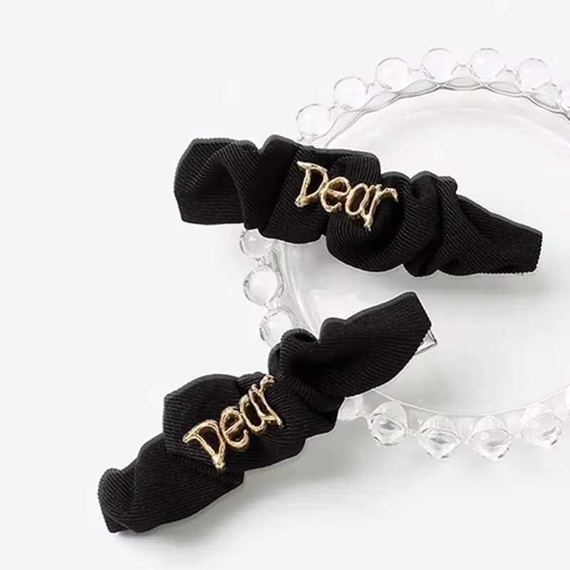 OQD Letter Black Pleated Side Hair Clip Women's 2