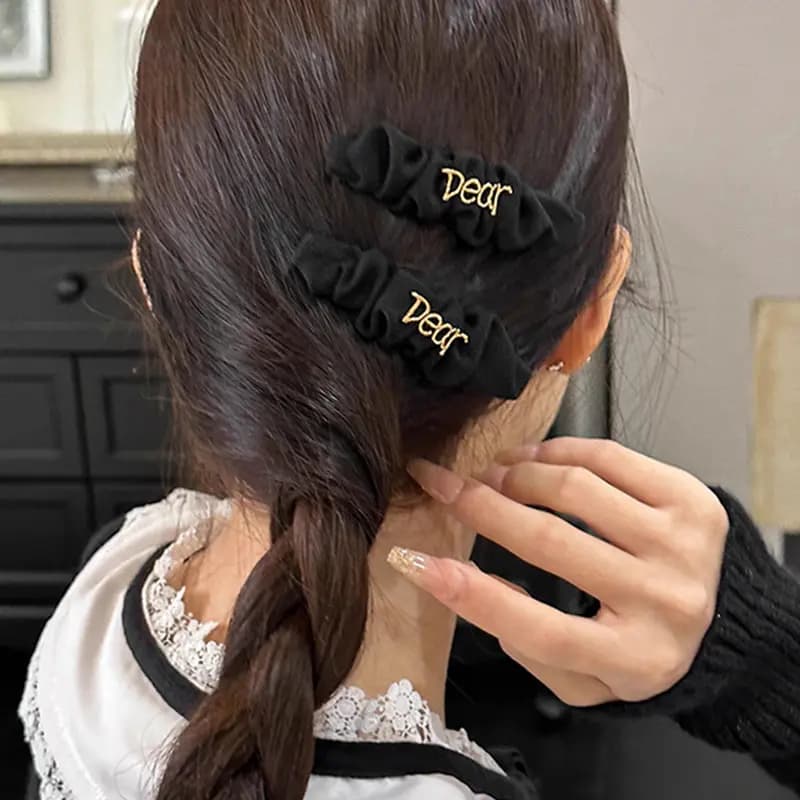 OQD Letter Black Pleated Side Hair Clip Women's 3
