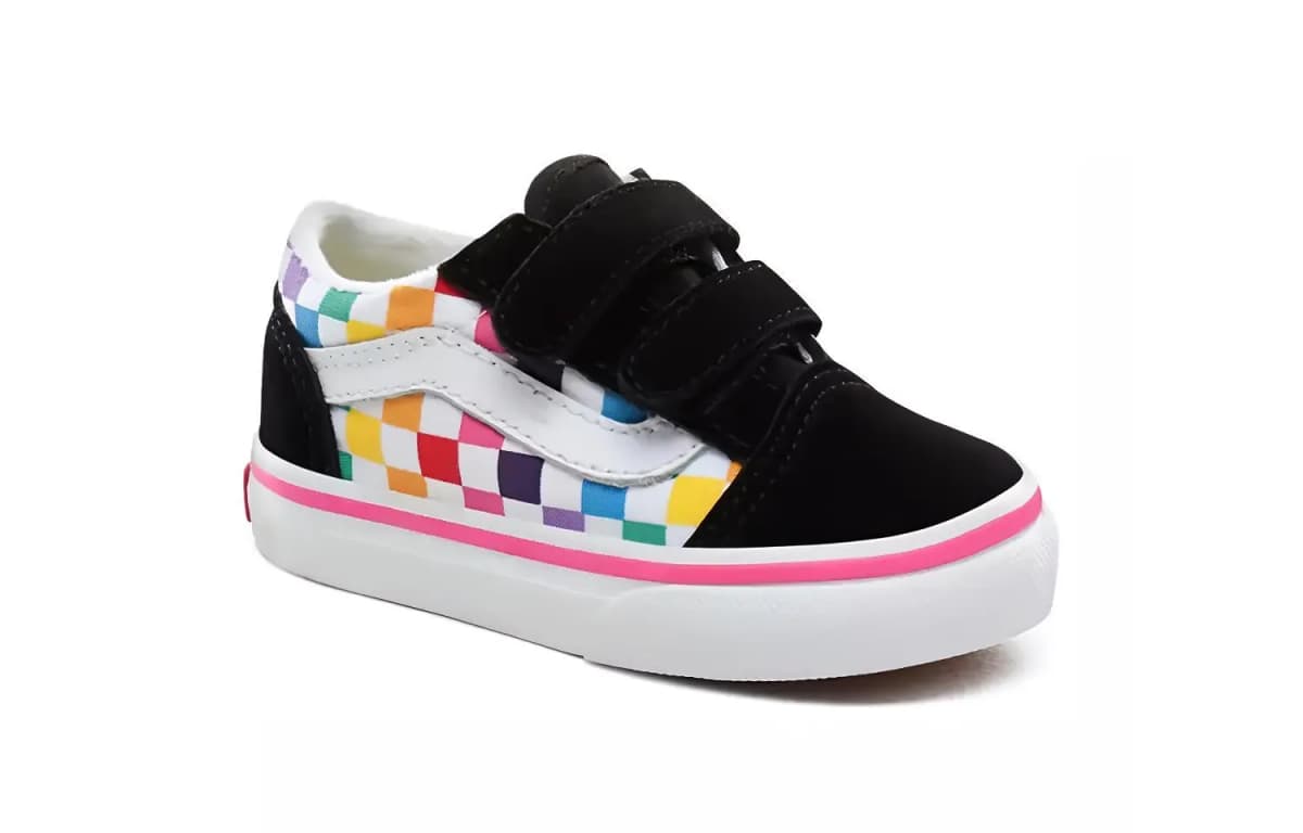 Vans Old Skool V Körpə Ayaqqabısı 'Rainbow Checkerboard' 3