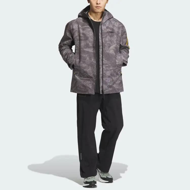 National Geographic X Adidas ALLOVER PRINT Windbreaker Jackets Men Silver Gray Violet 5