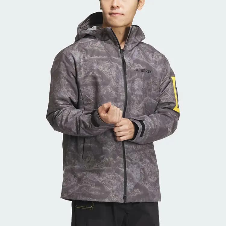 National Geographic X Adidas ALLOVER PRINT Windbreaker Jackets Men Silver Gray Violet 2