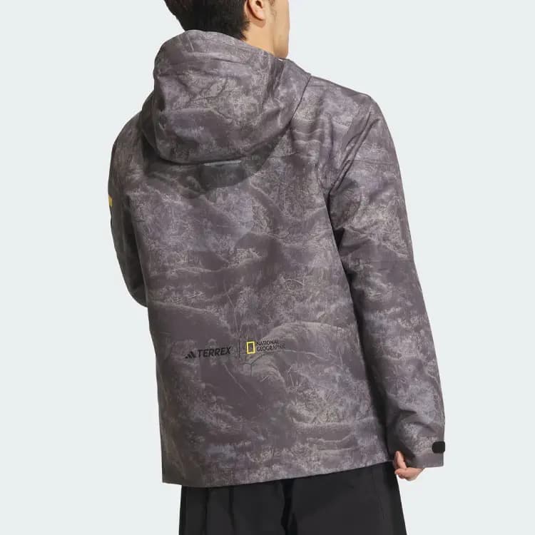 National Geographic X Adidas ALLOVER PRINT Windbreaker Jackets Men Silver Gray Violet 3