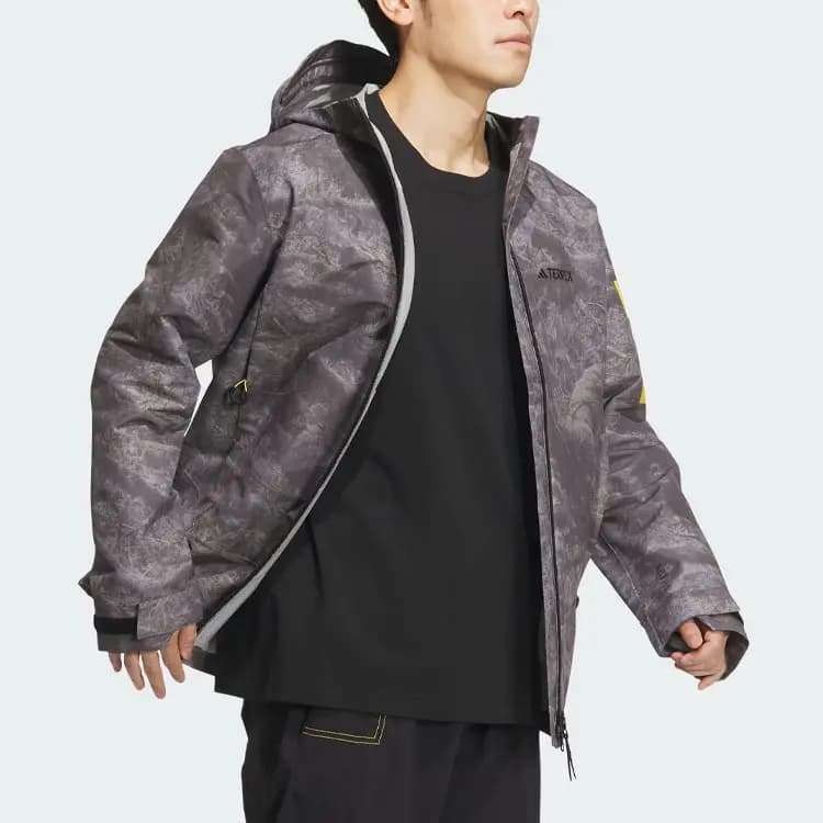 National Geographic X Adidas ALLOVER PRINT Windbreaker Jackets Men Silver Gray Violet 4