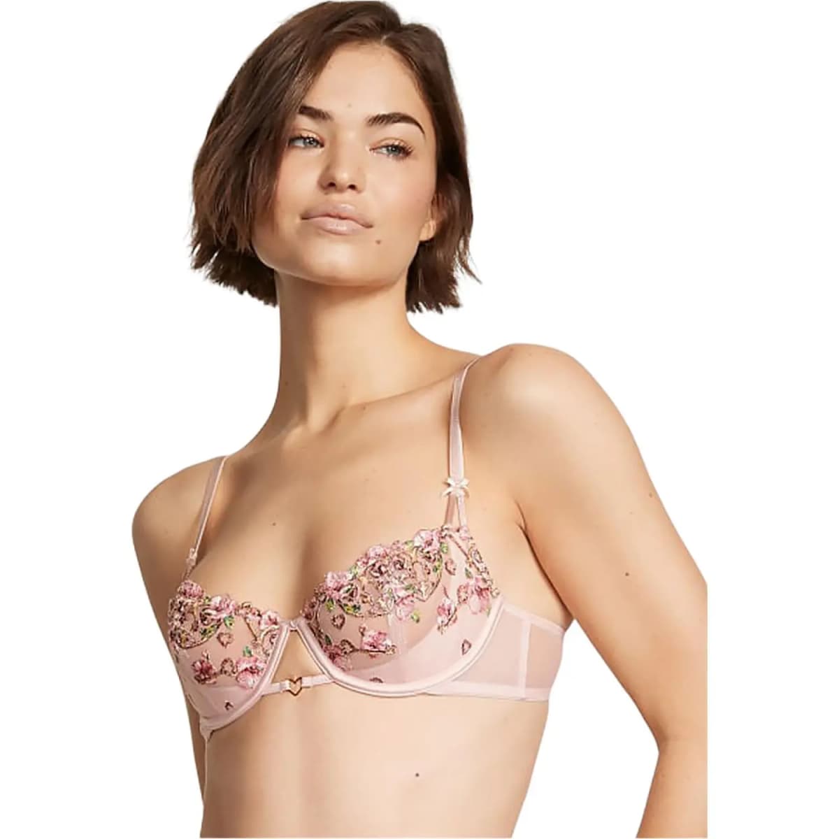 Victoria's Secret Floral Casual Unlined Bra Women's Light Pink Floral Embroidery 2