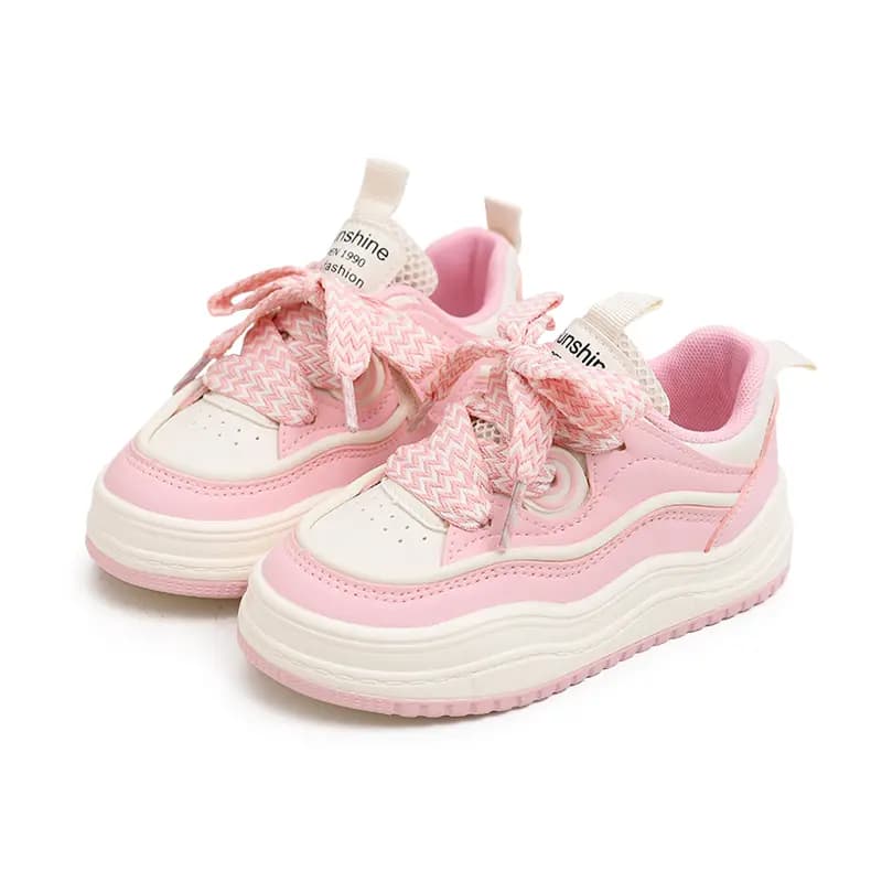 Kids Buding Fashion Versatile Non-Slip Wear-Resistant Low-Top Skate Shoes Pink 3