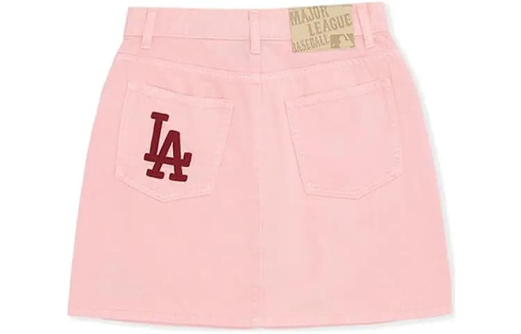 MLB Los Angeles Dodgers Qadın Denim Mini Ətək Peach Pink 2