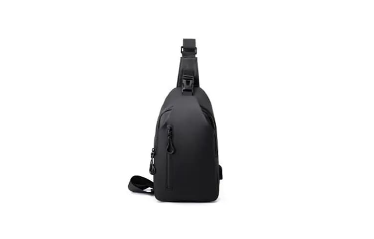 Techson Polyester Sling Çanta Unisex Qara/Boz