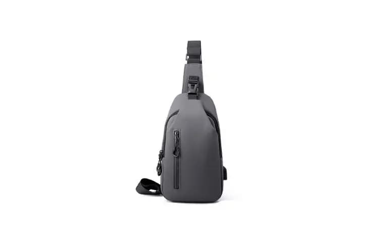 Techson Polyester Sling Çanta Unisex Qara/Boz 5